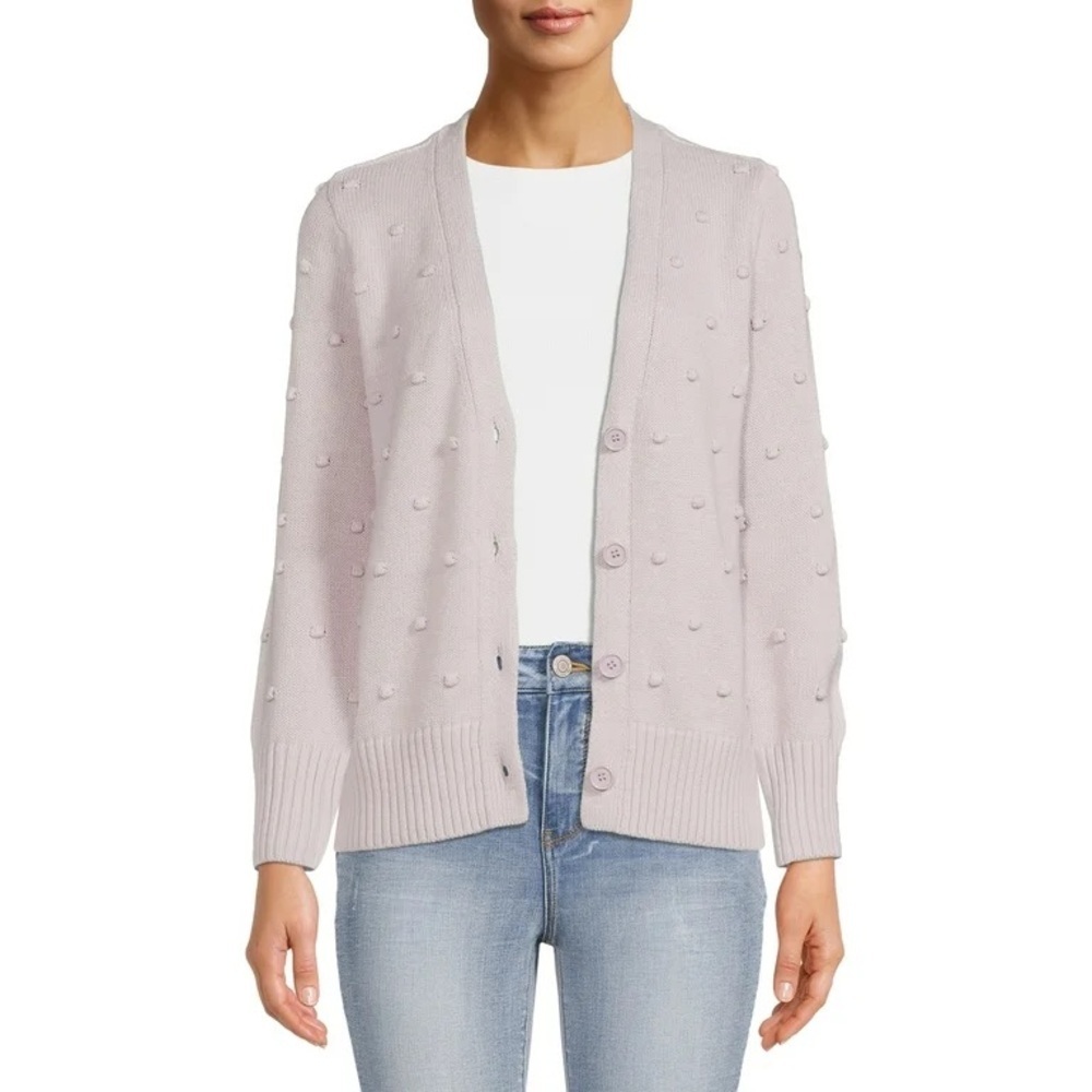 281.  NWT Heart n Crush Women's Lavender Bubble Cardigan Sweater size L